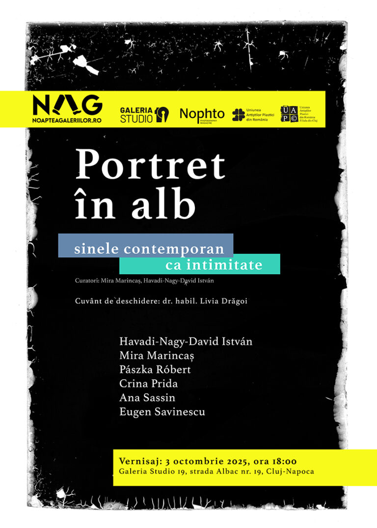 Portret în alb – sinele contemporan ca intimitate  – expoziție de fotografie la Galeria Studio 19 în cadrul Noaptea Albă a Galeriilor 2025